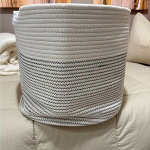 White and Brown Woven XL Storage Basket